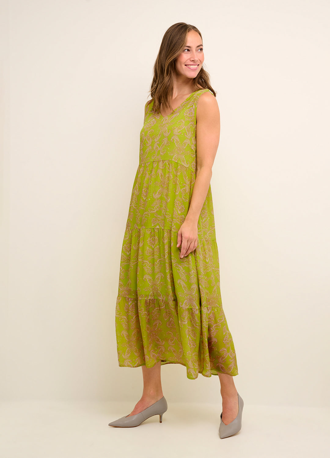 Cream Clothing Param Long Dress in Wild Lime tapestry print at Inner Beach Co, Toronto, Ontario, Canada