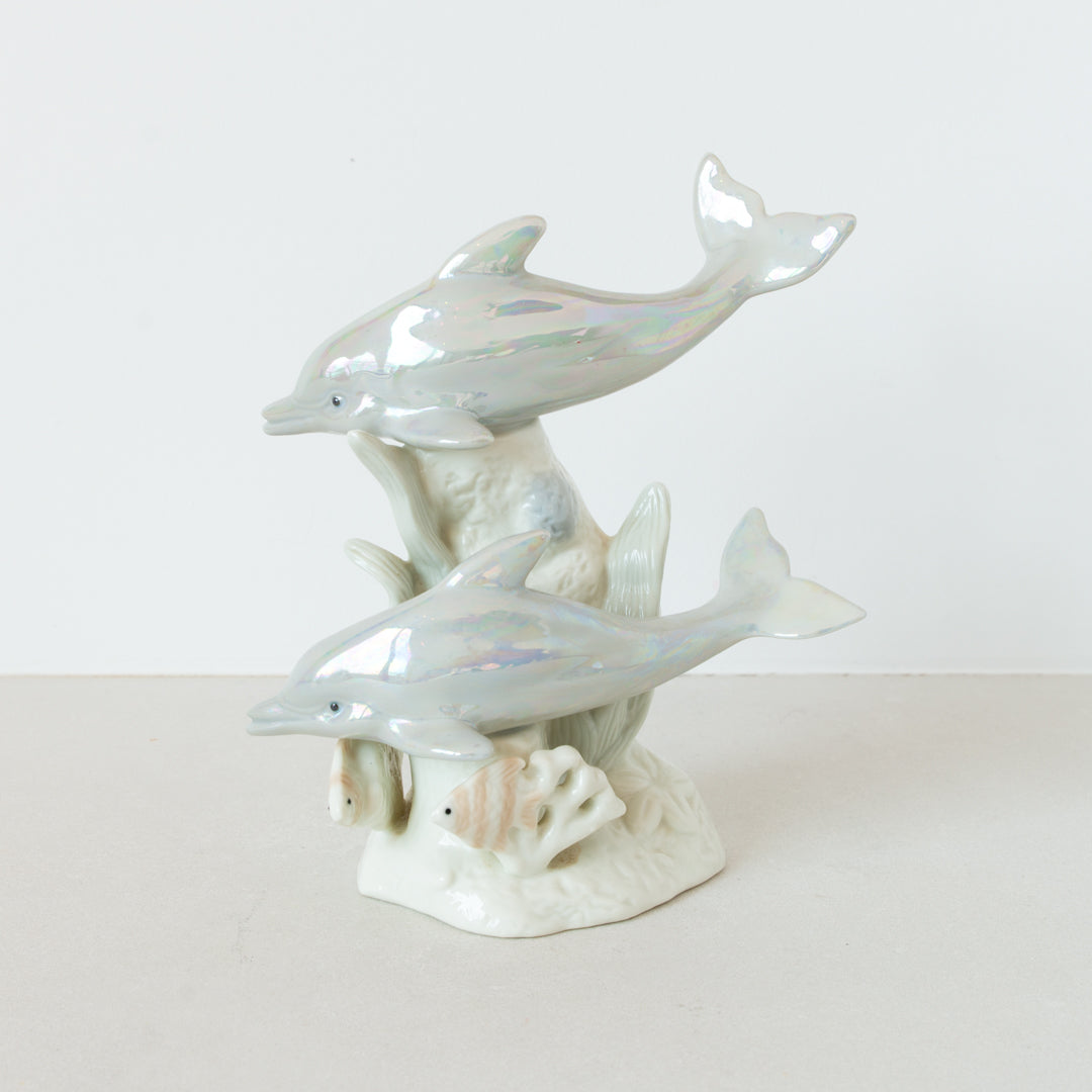 Vintage ceramic lustreware dolphins figurine at Inner Beach Co, Toronto, Canada