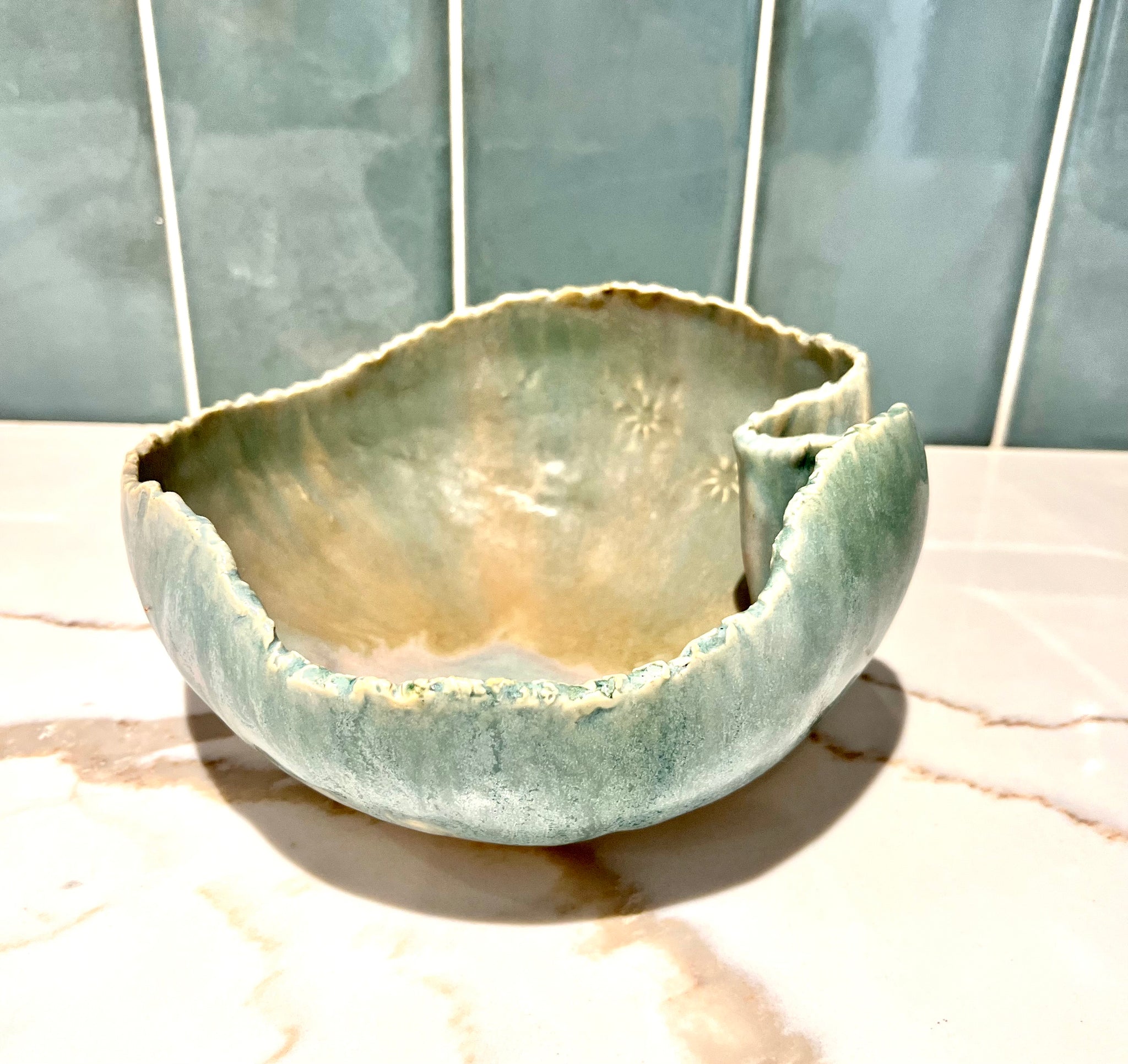 Folded Slab Studio Art Pottery Bowl