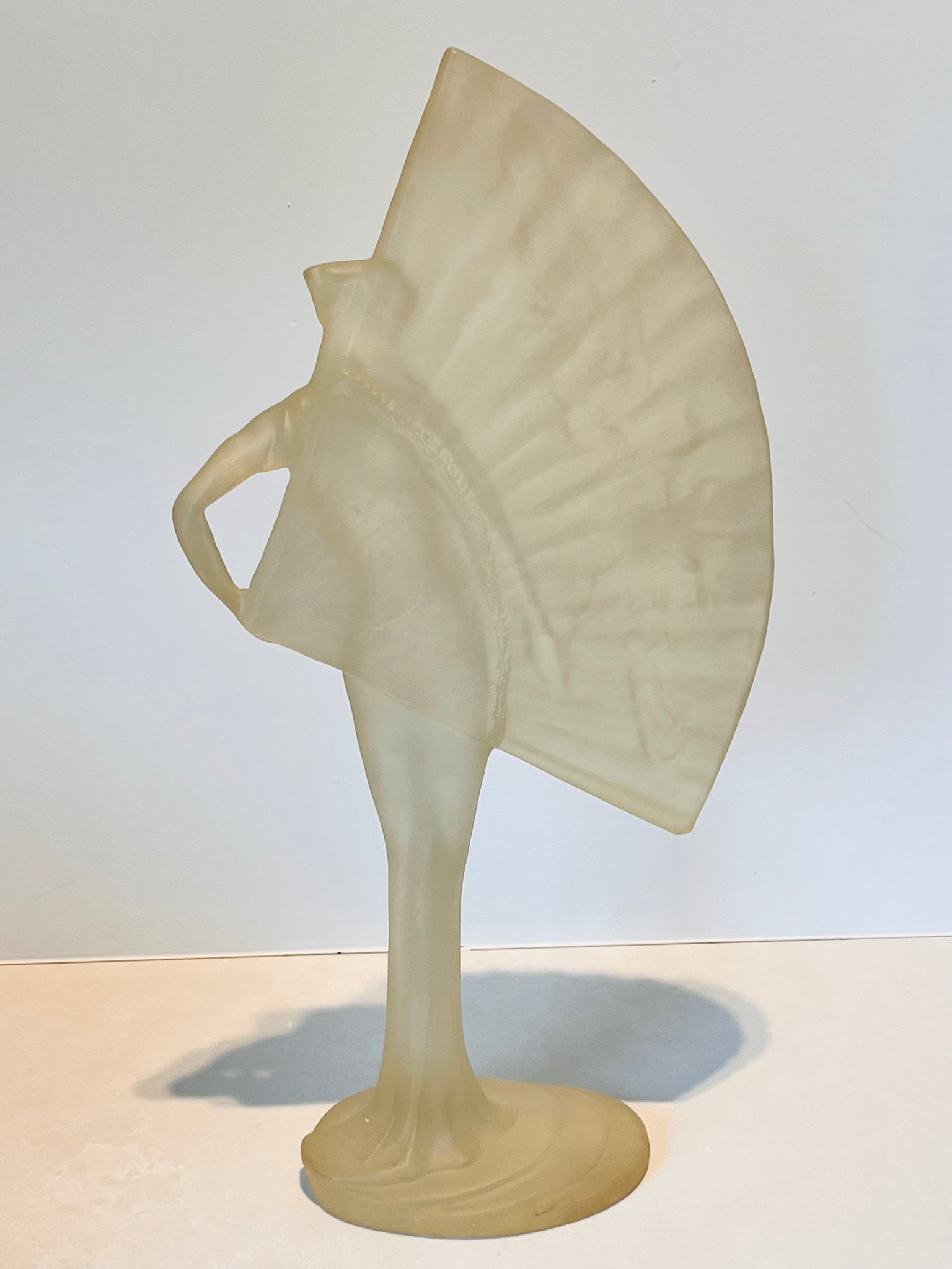 Vintage Frosted Lucite/Resin Art Deco Woman with Fan