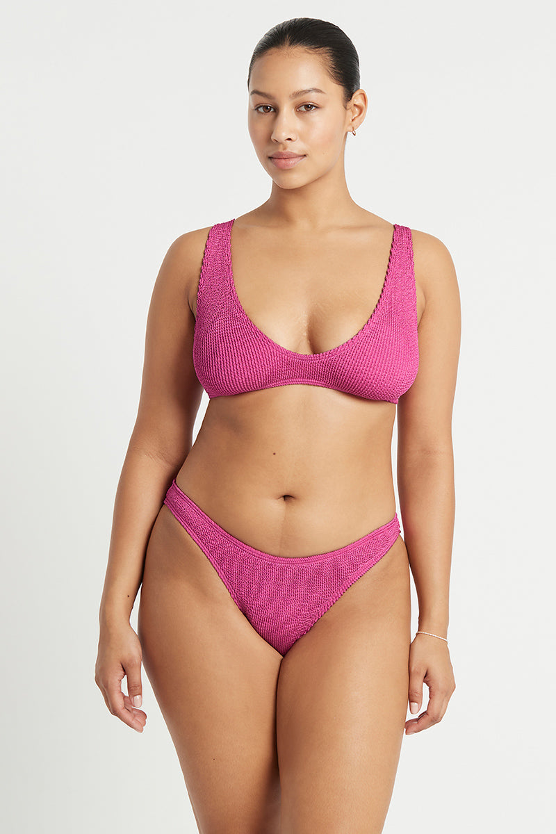 Scout Crop Top Swimsuit - Fuchsia Shimmer
