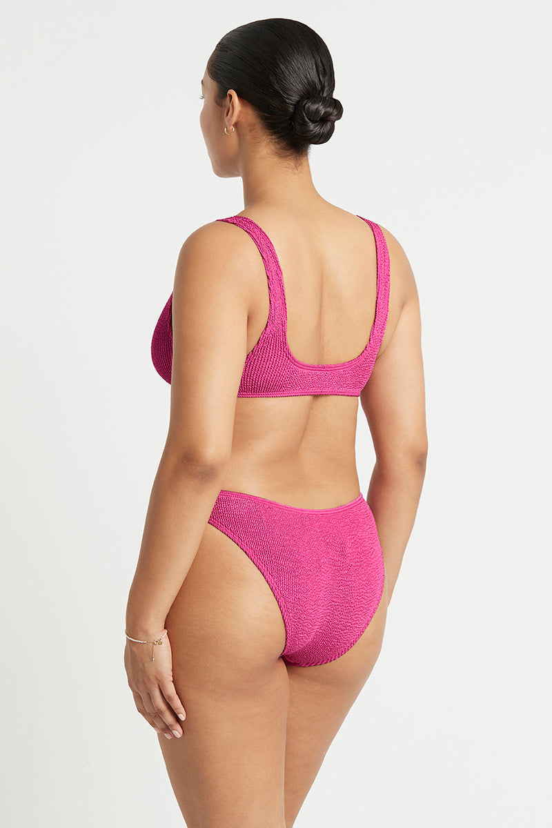Scout Crop Top Swimsuit - Fuchsia Shimmer