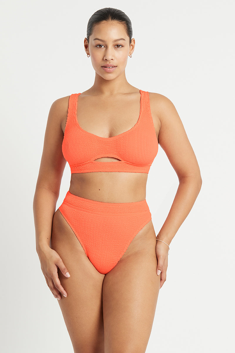 Core Sasha Crop Top Swimsuit - Neon Orange