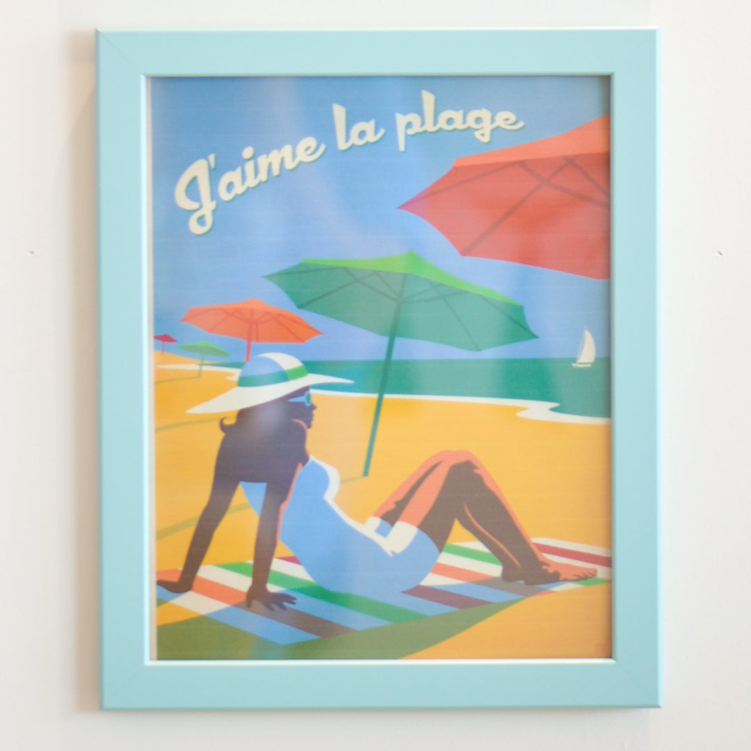 J'aime La Plage by Joel Anderson 8x10 Framed Canvas Print