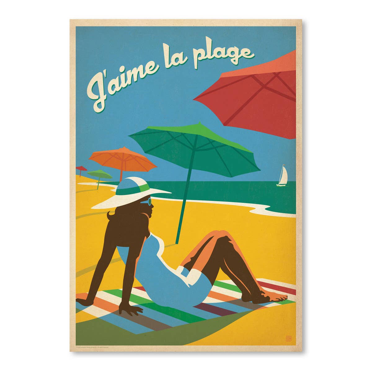 J'aime La Plage by Joel Anderson 8x10 Framed Canvas Print