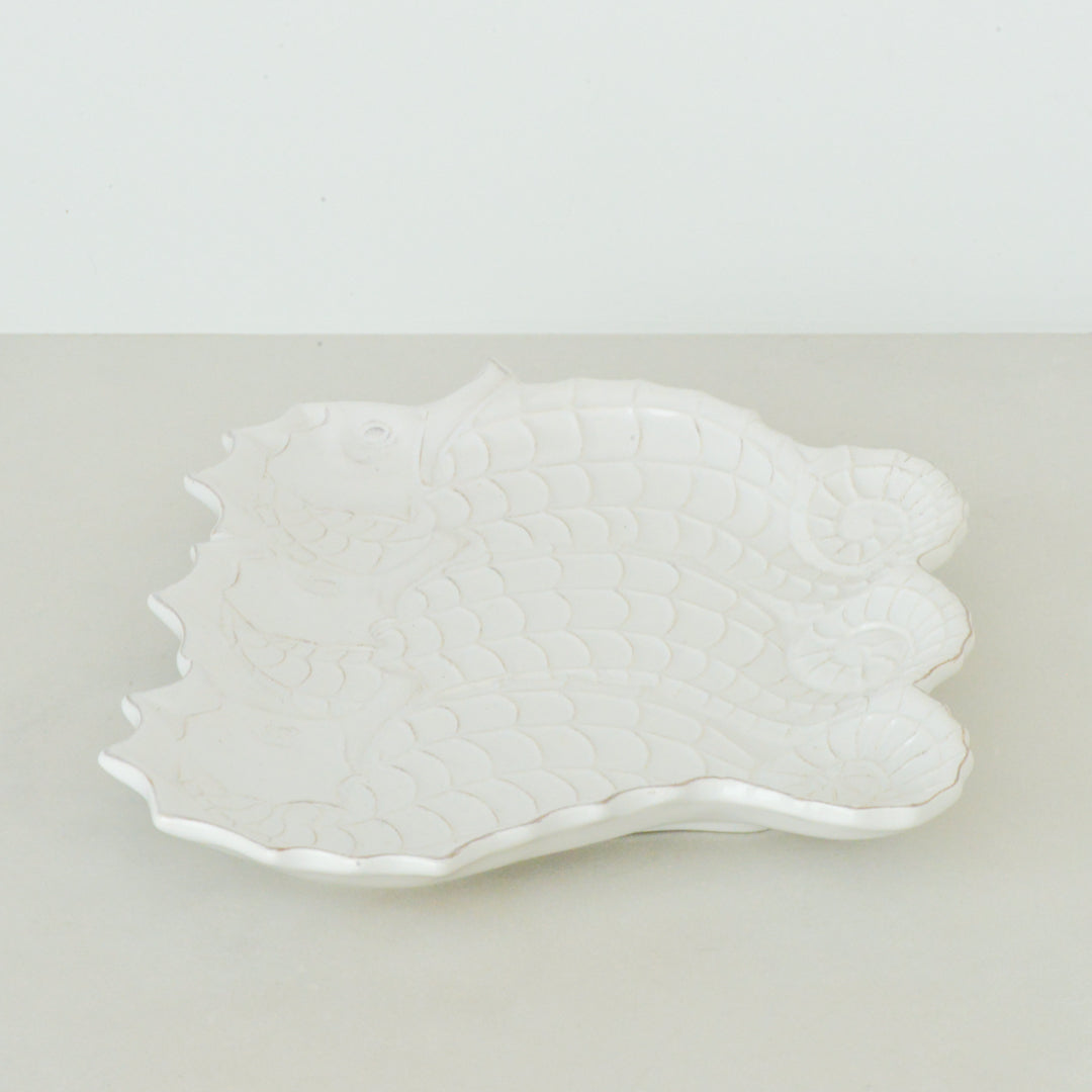 White Seahorse Figural Serving Platter