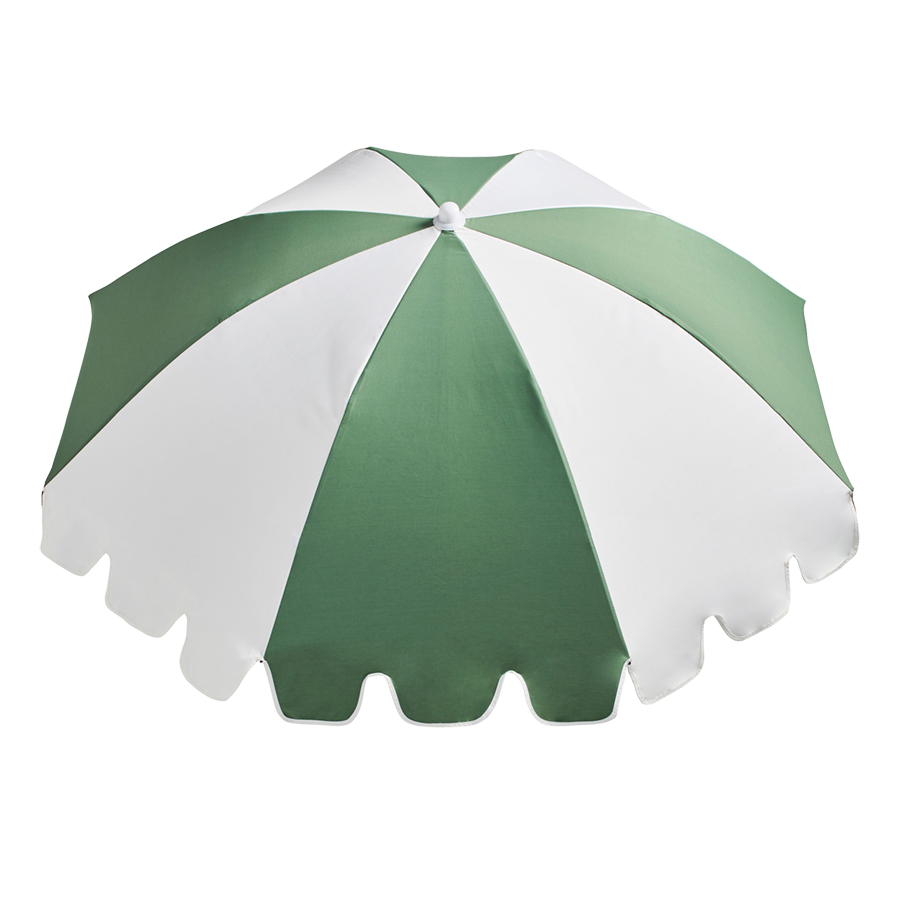 Basil Bangs collapsible Weekend beach Umbrella with carry bag in sage green colour at Inner Beach Co, Toronto, Ontario, Canada
