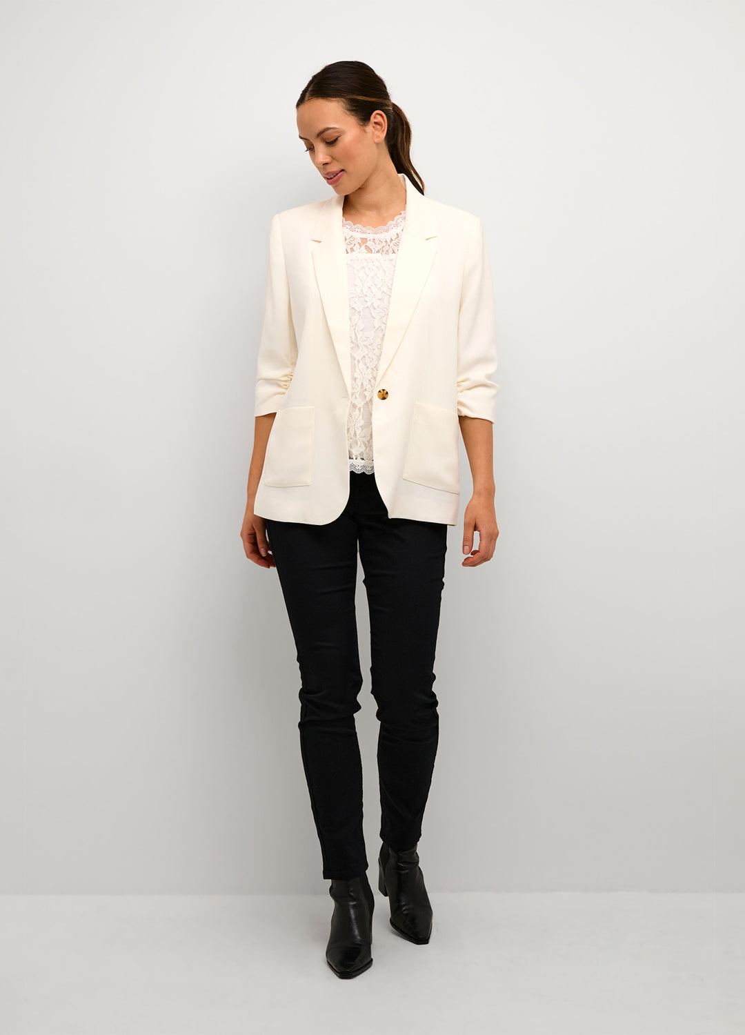 Full outfit look idea for the Cream Clothing Cocamia Blazer in Snow White at Inner Beach Co, Toronto, Ontario, Canada