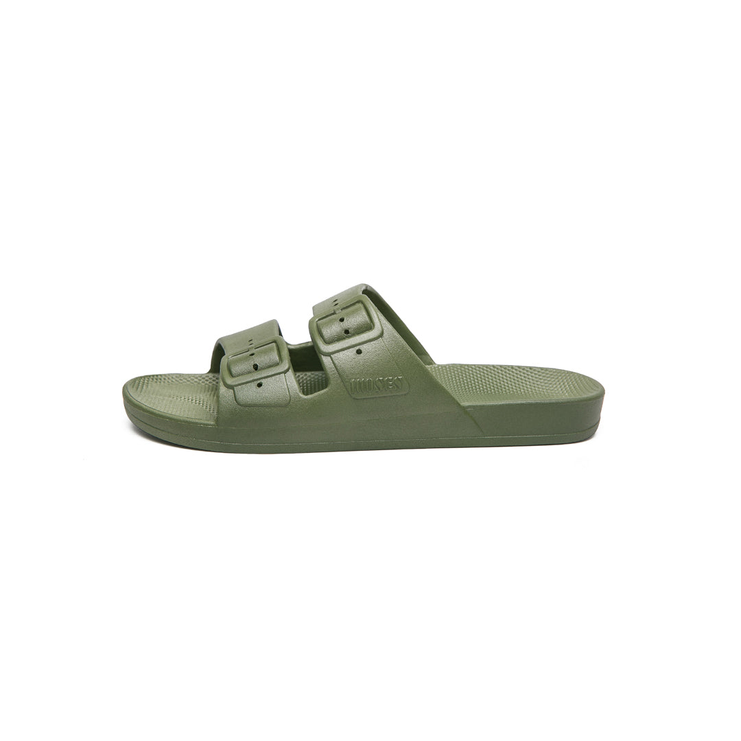 Freedom Moses Slides in Cactus olive green at Inner Beach Co, Toronto, Ontario, Canada