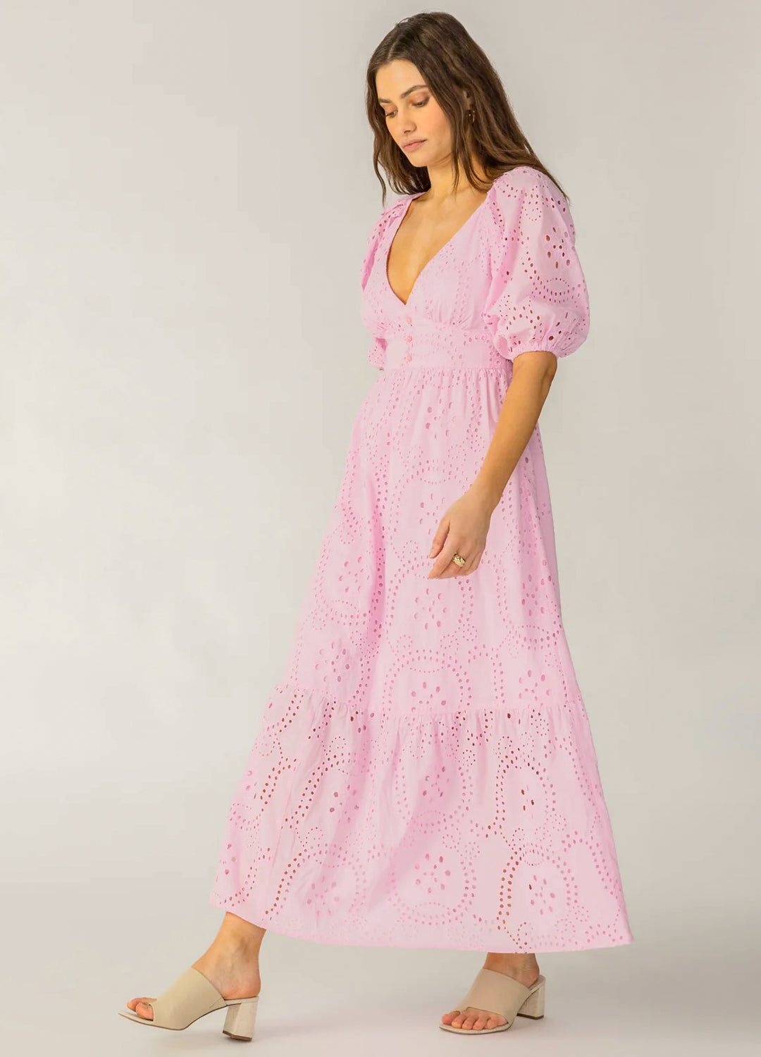 Sanctuary Maxi Eyelet Dress in Pink made from cotton at Inner Beach Co, Toronto, Ontario, Canada