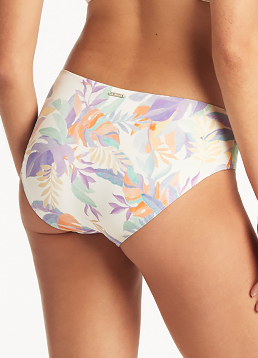 Sea Level Swim Australia 'Botanica' Mid Rise Cut Bikini Pant Bottom Swimsuit in White floral print at Inner Beach Co, Toronto, Ontario, Canada