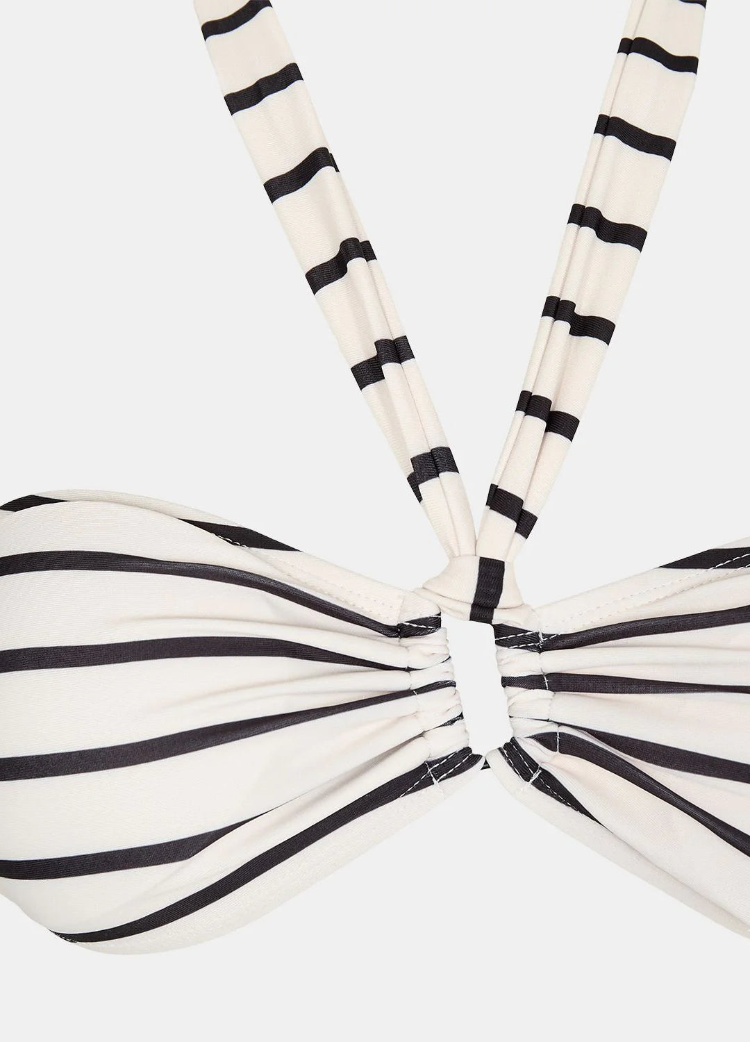 Striped Halter Bikini Swimsuit - Black and White