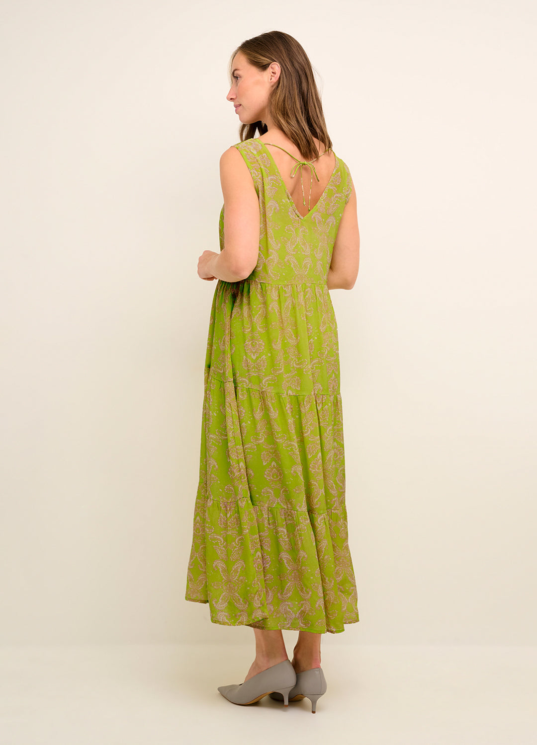 Back of the Cream Clothing Param Long Dress in Wild Lime tapestry print at Inner Beach Co, Toronto, Ontario, Canada
