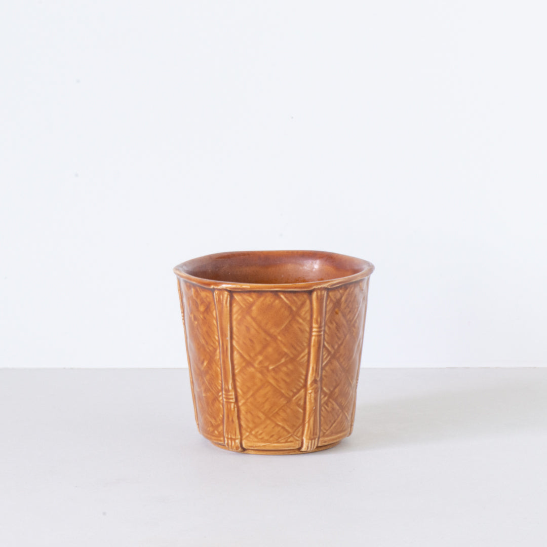 Ceramic Basketweave Planter - Caramel