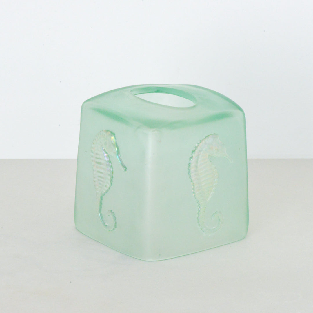 Glass Seahorse Tissue Box Holder