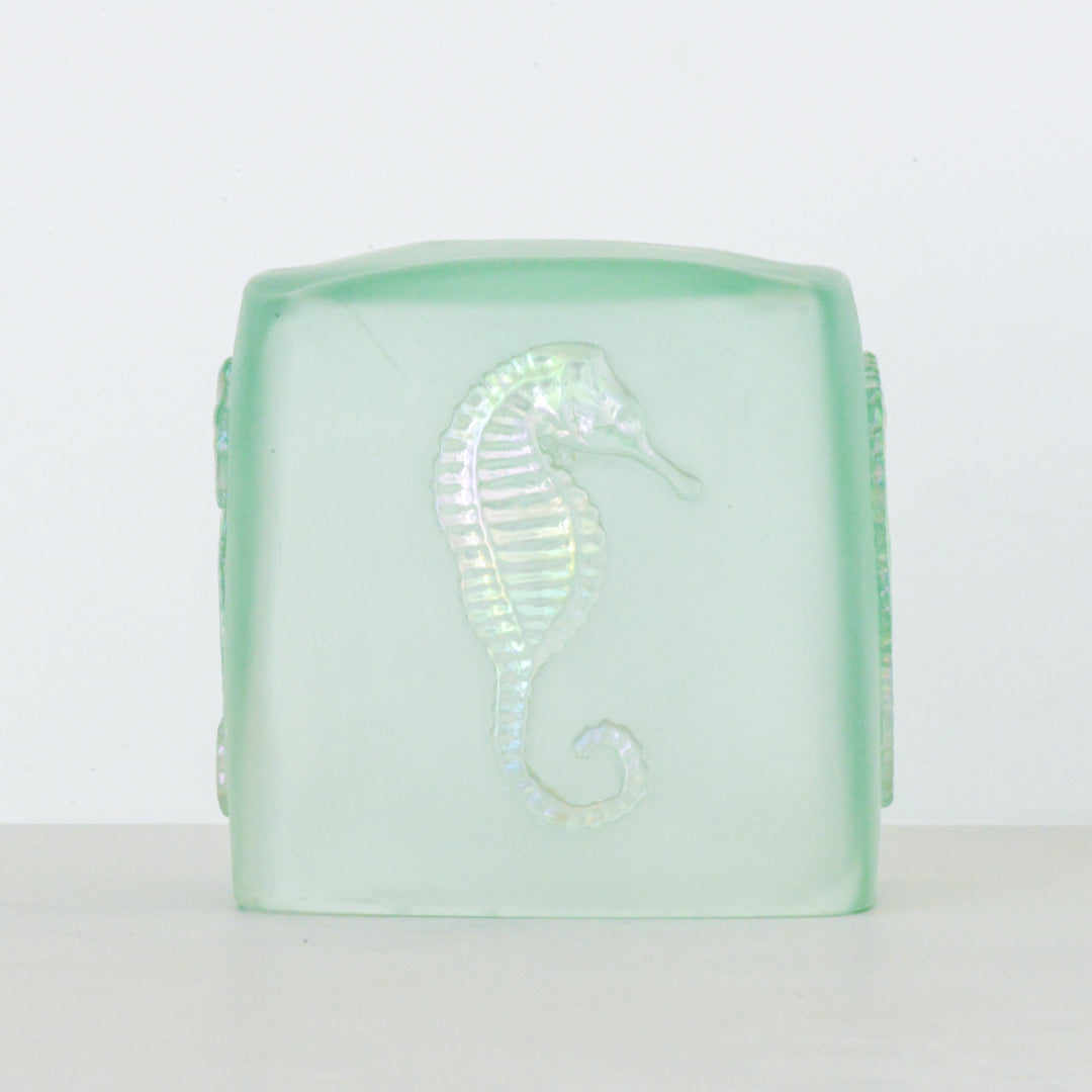 Glass Seahorse Tissue Box Holder