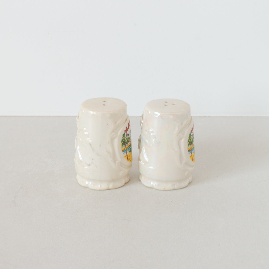 Vintage ceramic 'Hawaii The 50th State' salt and pepper shaker set at Inner Beach Co, Toronto, Canada