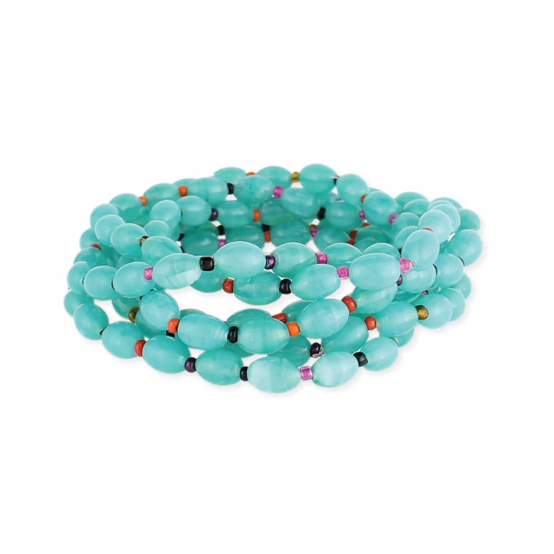 Turquoise Glass Bead Bracelet Set