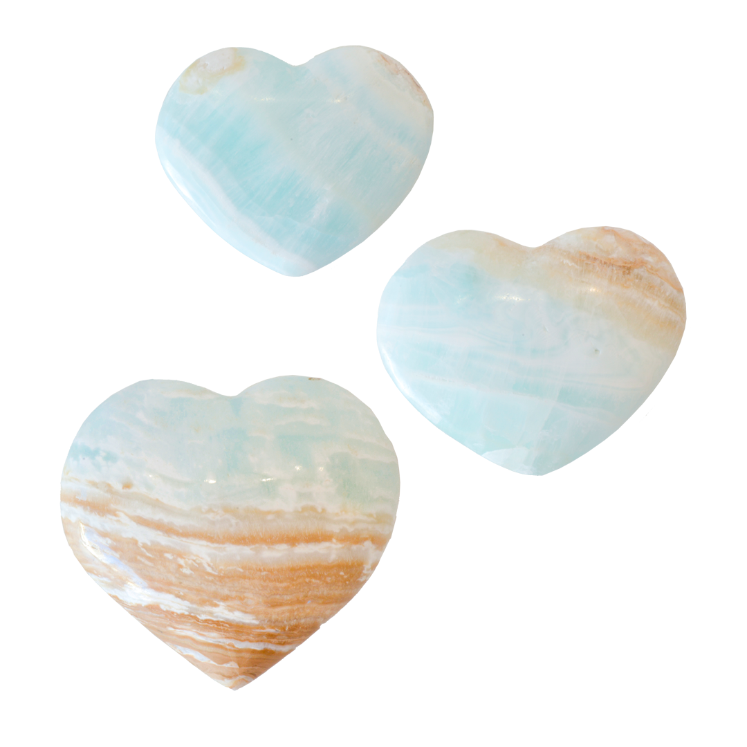 Aqua Caribbean Calcite Stone Heart