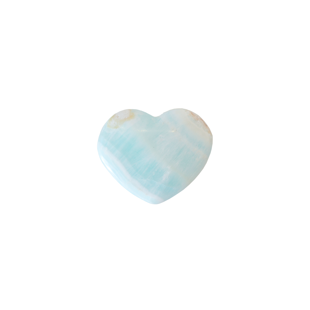 Aqua Caribbean Calcite Stone Heart