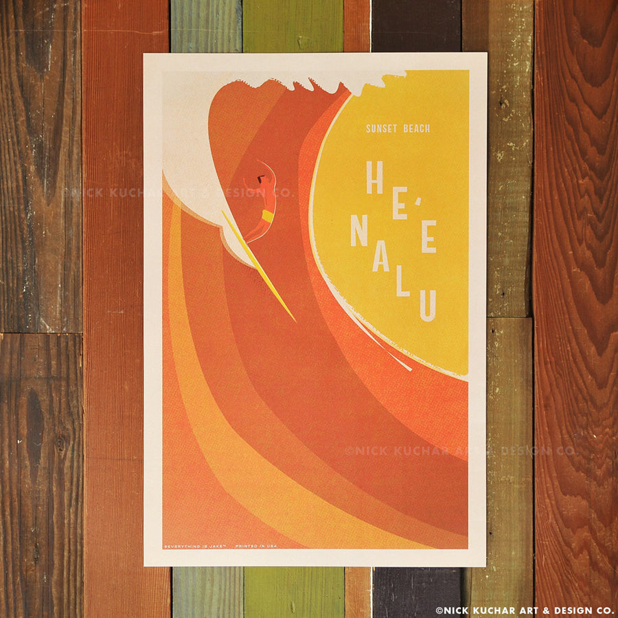 Nick Kuchar Sunset Beach He'e Nalu 12x18 Hawaiian inspired Travel Print at Inner Beach Co Port Credit Ontario Canada