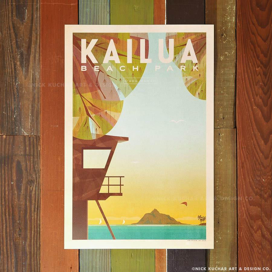 Nick Kuchar Kailua Beach Park 12x18 Hawaiian inspired Travel Print at Inner Beach Co Port Credit Ontario Canada