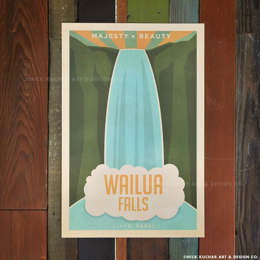 Nick Kuchar Wailua Falls 12x18 Hawaiian inspired Travel Print at Inner Beach Co Port Credit Ontario Canada