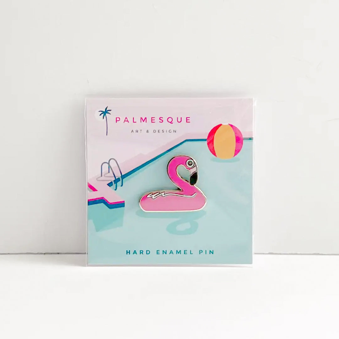 Palmesque Flamingo Pool Float Enamel Pin at Inner Beach Co, Toronto, Ontario, Canada