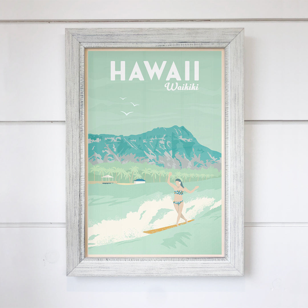 TripPoster North American 12x18 Travel Print 'Hawaii - Waikiki' design at Inner Beach Co, Toronto, Ontario, Canada