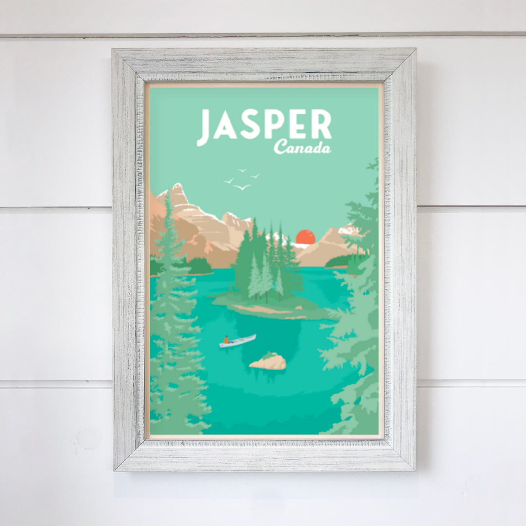 TripPoster North American 12x18 Travel Print 'Jasper - Canada' design at Inner Beach Co, Toronto, Ontario, Canada