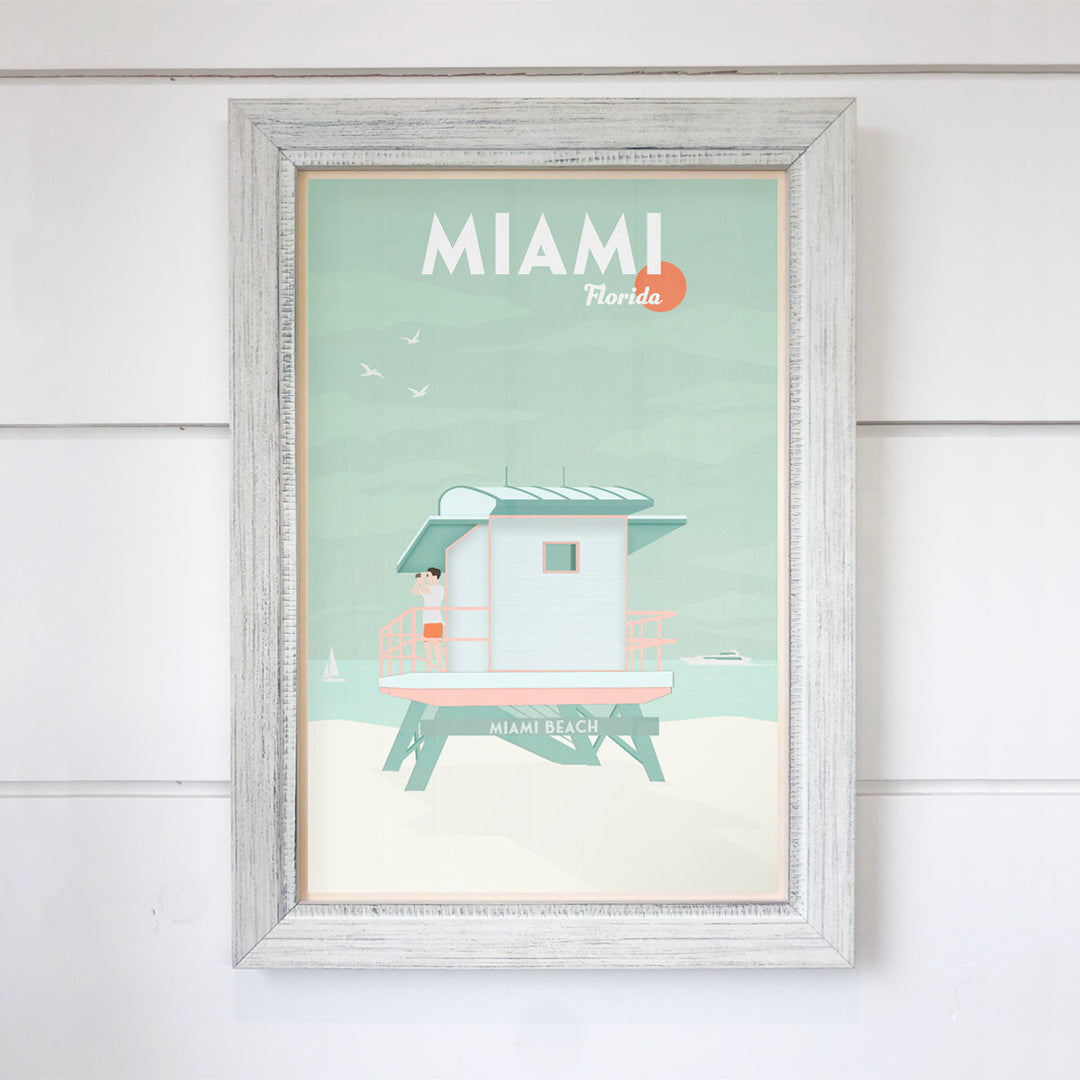 TripPoster North American 12x18 Travel Print 'Miami - Florida' design at Inner Beach Co, Toronto, Ontario, Canada